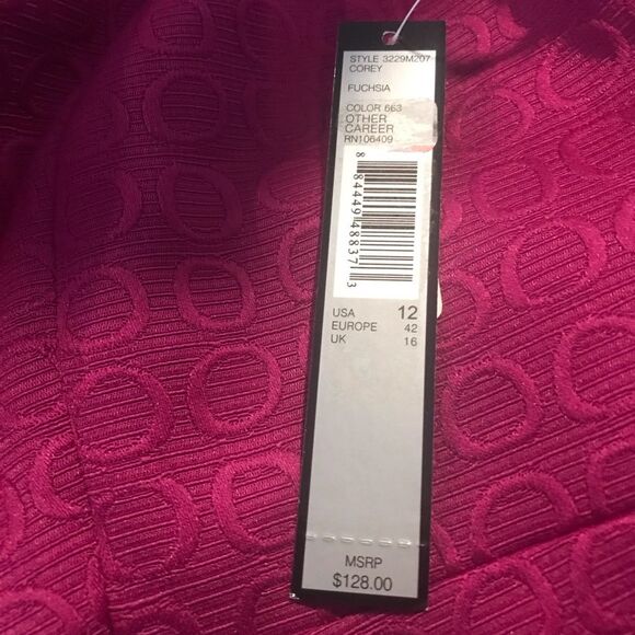 Tahari ASL Fuchsia Sheath Dress V-Neck Sleeveless Women's Size 12 NWT - Picture 7 of 9